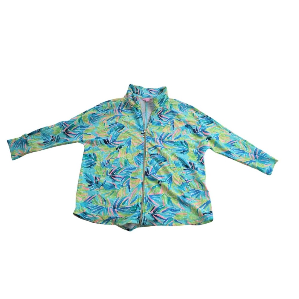 Lilly Pulitzer DeeDee Swing Jacket Style 24199 Tropical Print French Terry L